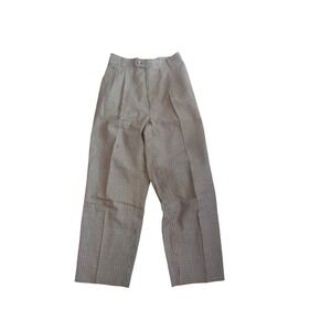 Ambitions Vintage Houndstooth Pleated Trousers‎ Petite Brown Plaid High Waist